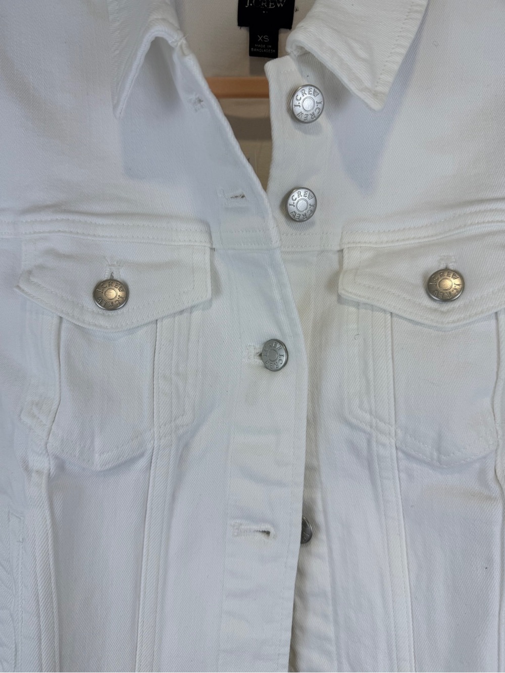J.Crew White Denim Trucker Jacket Stretch Button Front XS - Picture 6 of 9